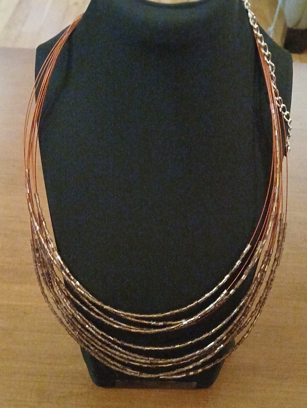 Vintage 1980s Multi-Strand Brown Beaded Necklace - Women Jewelry 16"